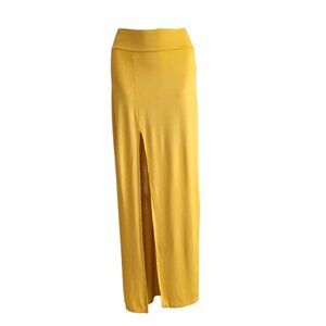 MUSTARD HIGH-SPLIT MAXI SKIRT SMALL